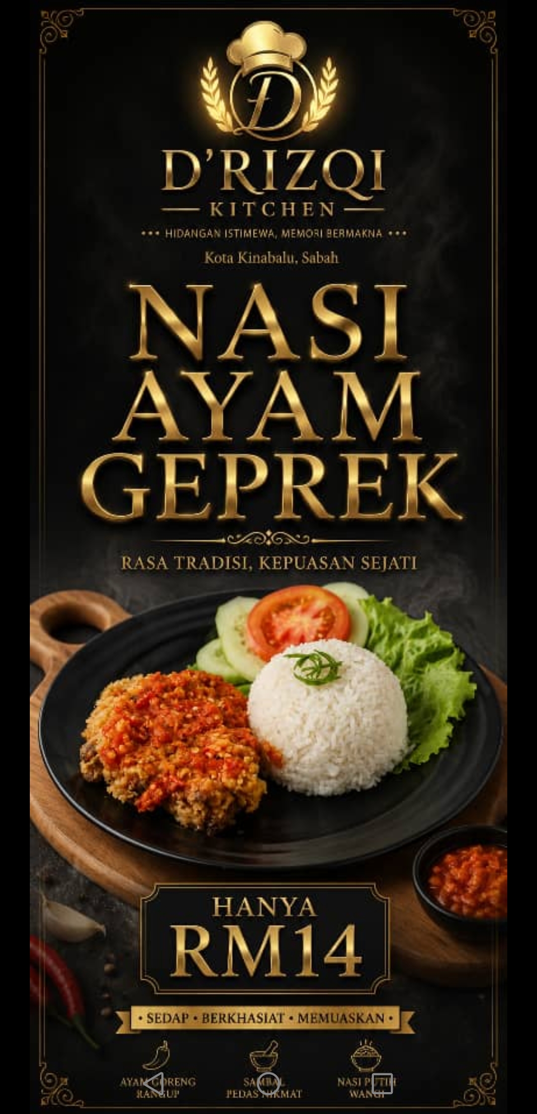 Nasi ayam geprek