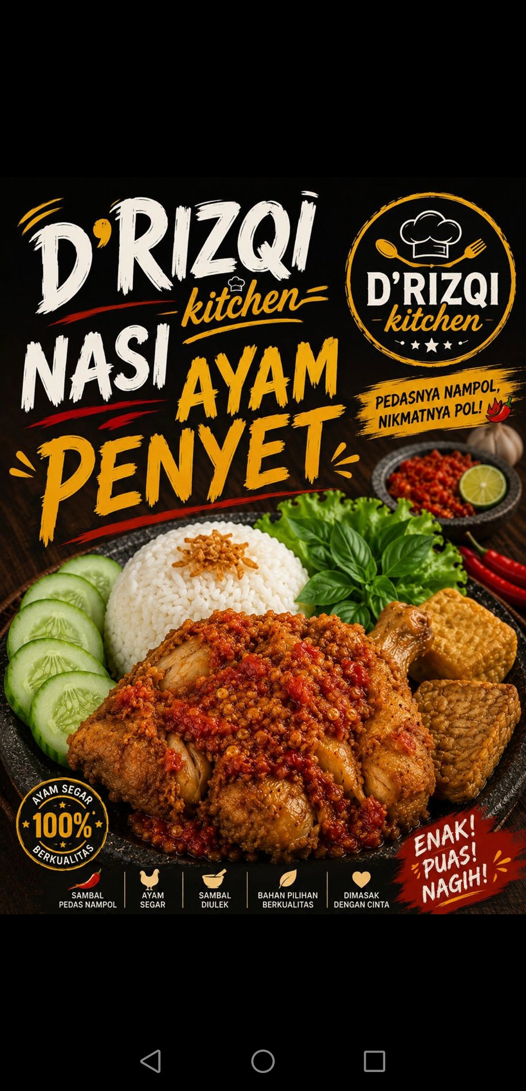 Nasi ayam penyet